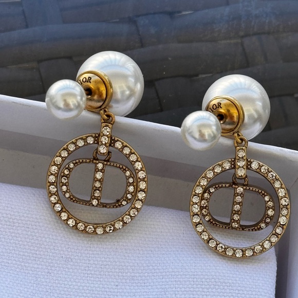 Dior tribal earrings with crystals and faux pear - Picture 1 of 6